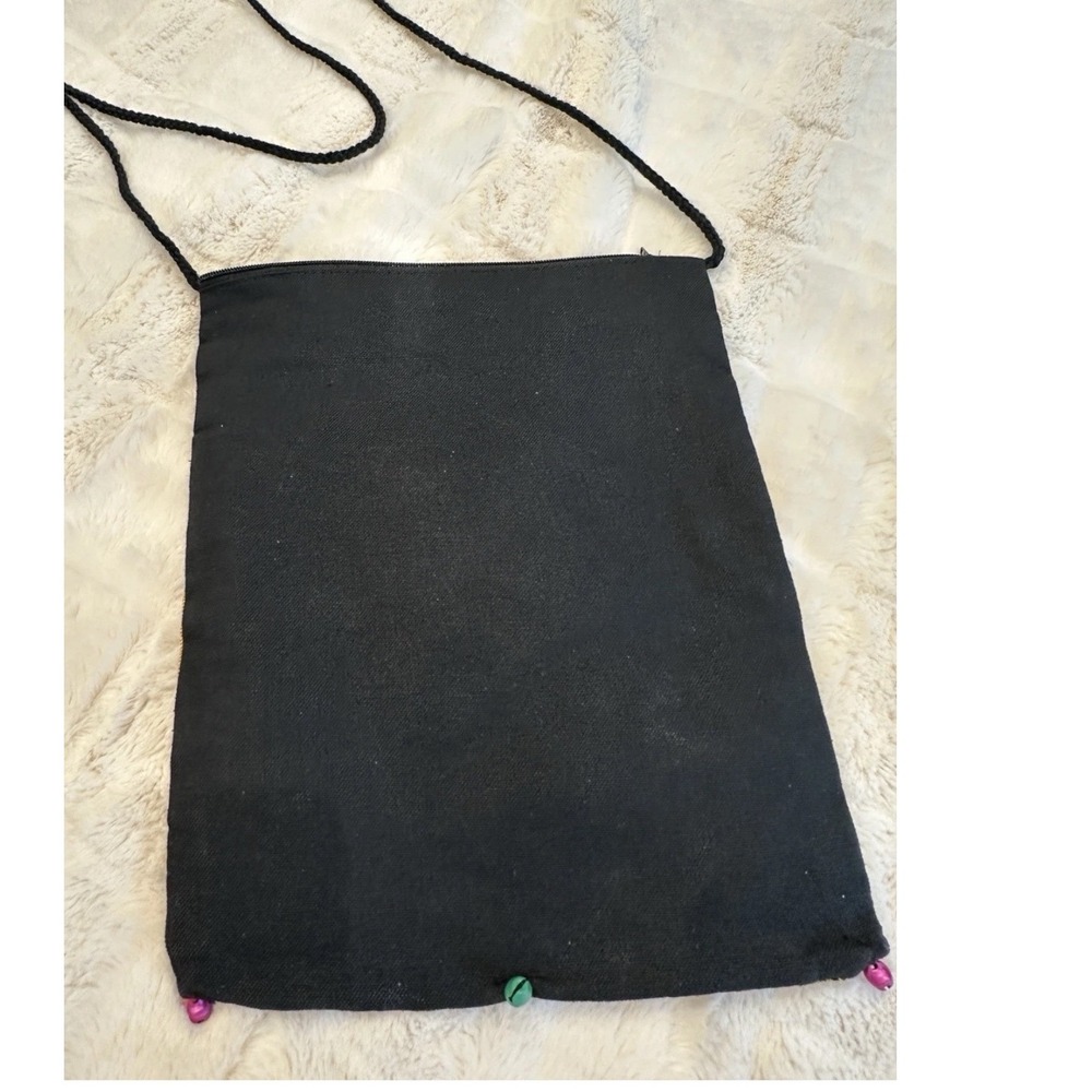 Handcrafted Sequin Elephant Crossbody Bag Black Boho Festival from Thailand - Picture 3 of 7